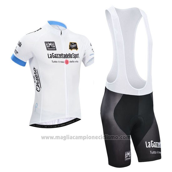 2014 Abbigliamento Ciclismo Giro d'Italia Bianco Manica Corta e Salopette
